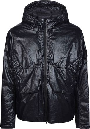 Stone Island Shiny Crinkled Hooded Nylon Jacket