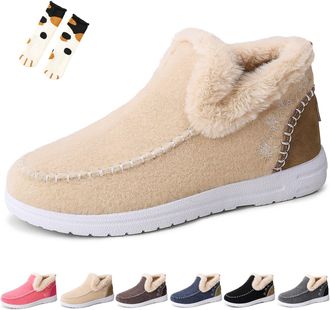 Generic Orthopedic Fleece Slip-On Boots for Women & Men, Supportive Walking Shoes with Arch Support, Cushioned Insoles for Foot Pain Relief (Beige,10.5)