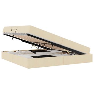vidaXL Cama Con Almacenamiento Y Colch&oacute;n Crema 200 X 200 Cm Poli&eacute;ster Vidaxl