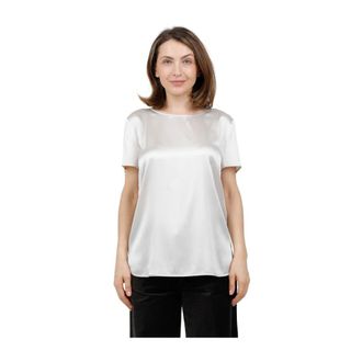 Max Mara Satijnen T-shirt met korte mouwen in gewassen stretchzijde - Dames - Blouses & Shirts - Beige - Maat: XL Zijde