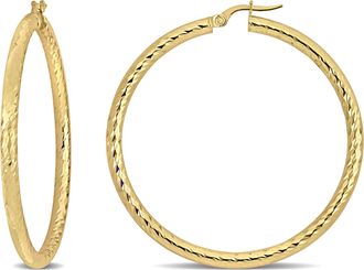 Mimi & Max 47mm Textured Hoop Earrings in 14k Yellow Gold