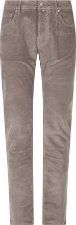 Jacob Cohen Grey Cotton Ribbed Corduroy Five-Pocket Straight-Leg Pants