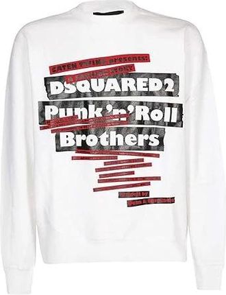 Dsquared2 Grafische Print Urban Sweatshirt Wit - Heren - Sweatshirts - Wit - M - Katoen - Hoodies & sweatvesten