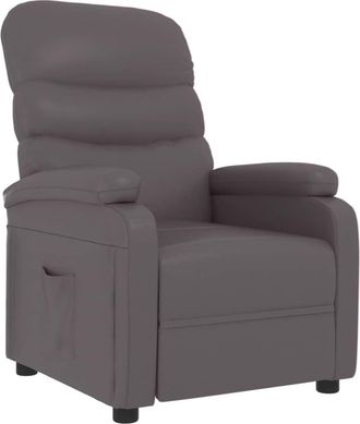 vidaXL Sill&oacute;n Reclinable De Cuero Sint&eacute;tico Gris Vidaxl