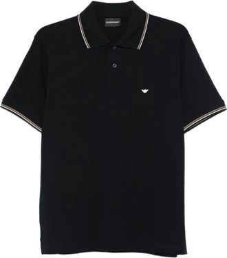 Emporio Armani Polo shirt met streepdetail - Heren - Polos - Blauw - 2XL - Katoen - Tops