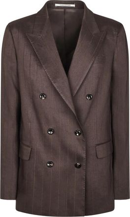 Tagliatore Jasmine Blazer - Dames - Blazers - Bruin - L - Leer - Jassen