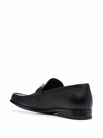Ferragamo Gancini-Plaque Leather Loafer - Black