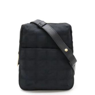 Chanel Pre-owned Cross Body Bags, female, Black, Size: ONE SIZE Pre-owned Nylon Jacquard New Travel Line Shoulder Bag A20513