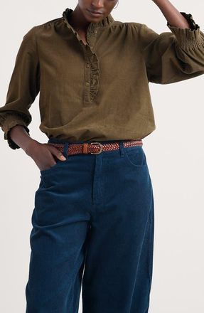 Seasalt Cornwall Feather Star Ruffle Corduroy Top in Laurel at Nordstrom, Size 10 Us