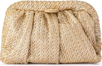 Olga Berg Stevie Pleated Woven Clutch in Gold at Nordstrom