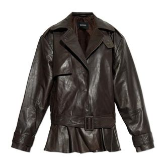 Rotate ROTATE Birger Christensen, Leather Jackets, female, Brown, Size: 2XS Biker Leather Jacket