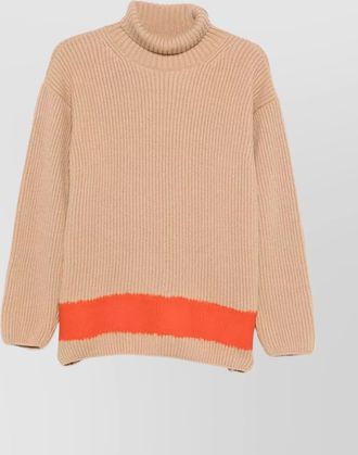Msgm turtleneck sweater with contrast hem and long sleeves