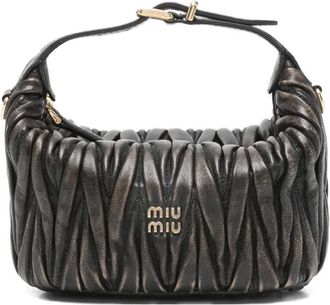 Miu Miu mini matelass&eacute; logo-detail shoulder bag - Marrone