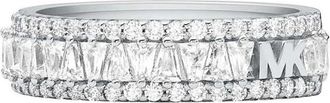 Michael Kors Gerhodiumplated Sterling Zilveren Pav&eacute; Ring - Dames - Ringen - Grijs - 44 MM - Accessoires