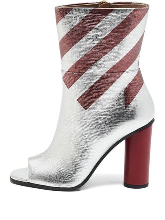 Anya Hindmarch 100mm striped heeled boots - Silver