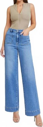 Hidden Jeans Front Pocket High Waist Wide Leg Jean In Blue