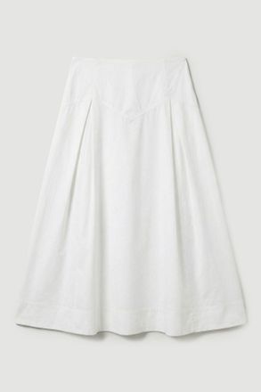 Karen Millen Womens Plus Size Cotton Woven Prom Skirt With Dropped Waist Detail - White - Size 18 UK