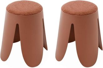 Sweeek Taburete apilable con asiento texturado, set de 2, terracotta