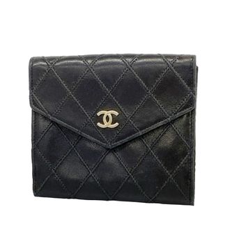 Chanel Black Leather Wallet (Bi-Fold) (Pre-Owned)