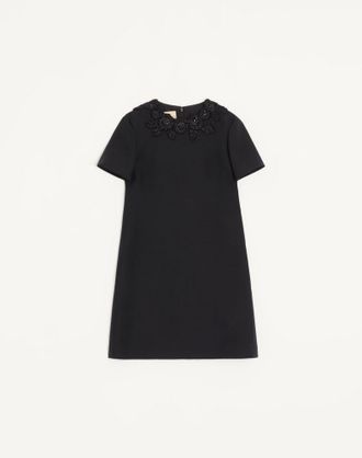 Valentino Abito Corto In Crepe Couture Ricamato Donna NERO 36