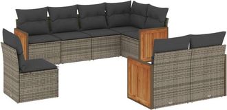 vidaXL Vidaxl - Set De Sof&aacute;s De Jard&iacute;n 8 Pzas Y Cojines Rat&aacute;n Sint&eacute;tico Gris