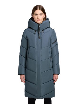 Khujo Jange-YM Womens Long Winter Coat Warm Quilted Coat with Magnetic Buttons XS-XXL, Dim Blue, M