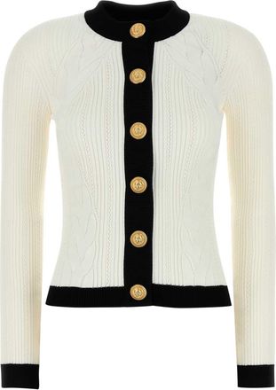 Balmain White Viscose Blend Cardigan
