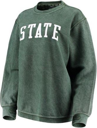 Pressbox Womens Pressbox Green Michigan State Spartans Comfy Cord Vintage Wash Basic Arch Pullover Sweatshirt at Nordstrom, Size X-Large