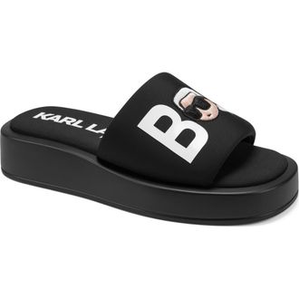 Karl Lagerfeld Opal Bonjour Platform Slide Sandal in Black at Nordstrom, Size 8.5