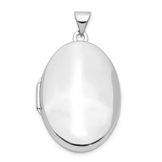 Diamond2Deal 14k White Gold Polished Domed Oval Locket Pendant