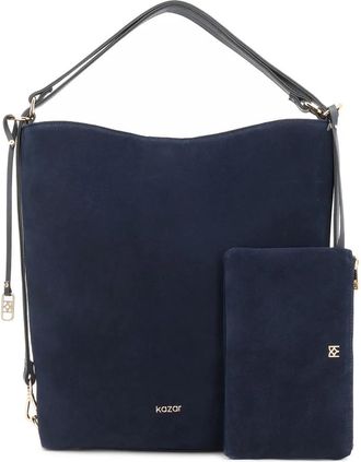 Kazar Su&egrave;de Shopper met Afneembare Pouch - Dames - Handtassen - Blauw - ONE Size - Su&egrave;de - Tassen
