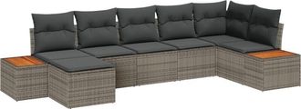 vidaXL Garden Sofa Set with Cushion 7 pcs Grey Poly rattan Vidaxl