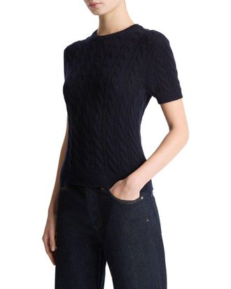 Vince Wool & Cashmere-Blend Cable T-Shirt