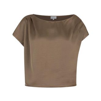 Dante6 Roam Satin Drapey Top - Dames - Blouses & Shirts - Bruin - Maat: XS Satijn