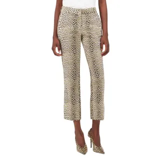 Roberto Cavalli Cropped Trousers, female, Yellow, Size: XS Pop Jaguar Print Trousers