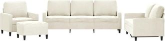vidaXL Juego De Sof&aacute;s Con Cojines 4 Piezas Terciopelo Crema Vidaxl