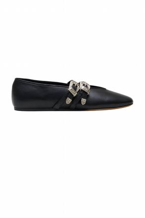 Le Monde Beryl Womens Claudia Western Buckle Ballet Slipper In Black