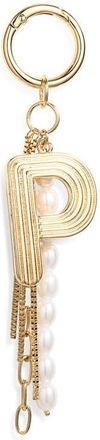 Chelsea28 Initial Faux Pearl Bag Charm in P- White- Gold at Nordstrom