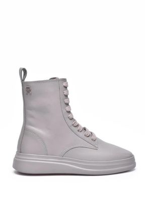Tommy Hilfiger Light Grey Leather Rubber Womens Zip Boot