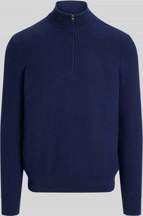 Polo Ralph Lauren Regular Fit Troyer aus Baumwoll-Mix mit Logo-Stitching in Marine, Gr&ouml;&szlig;e XXL