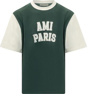 Ami Tops, Dames, Groen, XS, Katoen, Logo T-shirt