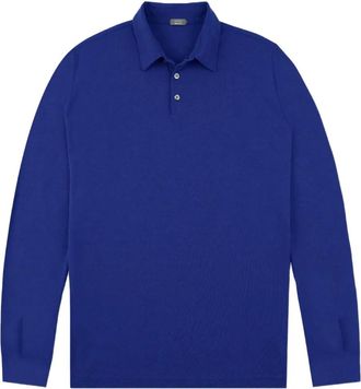 Zanone long-sleeve button polo shirt - men - Cotton - 50 - Blue