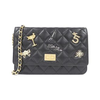 Chanel Black Leather Chain/Shoulder Wallet (Pre-Owned)