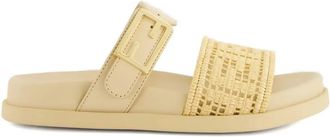 Fendi Feel buckle woven sandals - women - Rubber/Raffia/Polyester/Viscose/Polyamide - 37.5 - Neutrals
