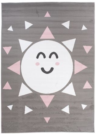 Tapiso Alfombra para niño blanco rosa gris sol 160x220cm