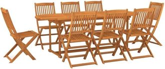 vidaXL 9 Piece Garden Dining Set 220x90x75 cm Solid Wood Acacia Vidaxl