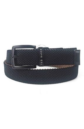 Ted Baker Reversible Web Stretch Belt in Black/Tan at Nordstrom Rack, Size 40