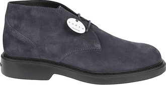 Hogan H704 Dark Leather Lace-Up Ankle Boots