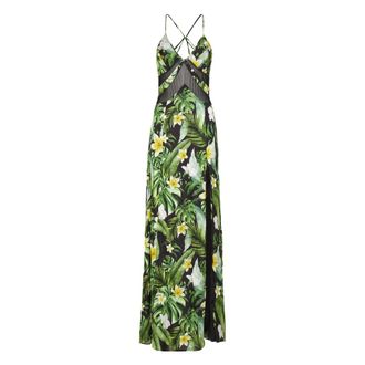 Philipp Plein Long Dress Hawaii - Dames - Maxi kleedjes - Groen - M - Satijn - Kleedjes