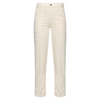 Pinko Straight Trousers, female, White, W28, Velvet Chinos with Maxi Pockets